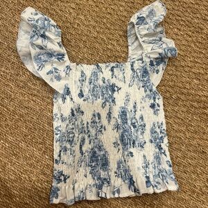 Altar'd State Blue and White Floral Tank Top